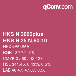 Color code: HKS N 3000plus - HKS N 25 N-80-10 | qconv.com