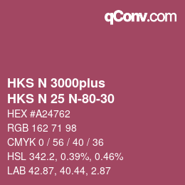 Color code: HKS N 3000plus - HKS N 25 N-80-30 | qconv.com