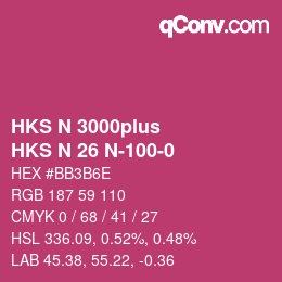 Color code: HKS N 3000plus - HKS N 26 N-100-0 | qconv.com