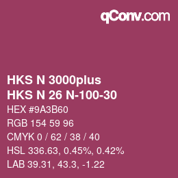 Color code: HKS N 3000plus - HKS N 26 N-100-30 | qconv.com