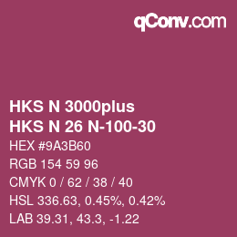 Código de color: HKS N 3000plus - HKS N 26 N-100-30 | qconv.com