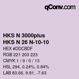 Color code: HKS N 3000plus - HKS N 26 N-10-10 | qconv.com