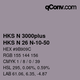 Color code: HKS N 3000plus - HKS N 26 N-10-50 | qconv.com