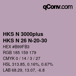 Code couleur: HKS N 3000plus - HKS N 26 N-20-30 | qconv.com