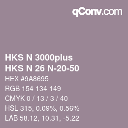 Farbcode: HKS N 3000plus - HKS N 26 N-20-50 | qconv.com