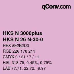 Color code: HKS N 3000plus - HKS N 26 N-30-0 | qconv.com