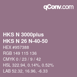 Color code: HKS N 3000plus - HKS N 26 N-40-50 | qconv.com