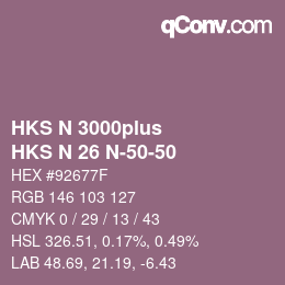 Color code: HKS N 3000plus - HKS N 26 N-50-50 | qconv.com