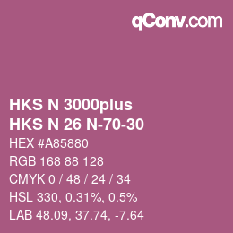 Código de color: HKS N 3000plus - HKS N 26 N-70-30 | qconv.com