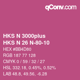 Color code: HKS N 3000plus - HKS N 26 N-80-10 | qconv.com