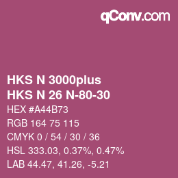 Color code: HKS N 3000plus - HKS N 26 N-80-30 | qconv.com