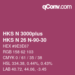 Color code: HKS N 3000plus - HKS N 26 N-90-30 | qconv.com
