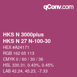 Color code: HKS N 3000plus - HKS N 27 N-100-30 | qconv.com