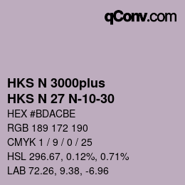 Color code: HKS N 3000plus - HKS N 27 N-10-30 | qconv.com