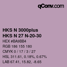 Color code: HKS N 3000plus - HKS N 27 N-20-30 | qconv.com