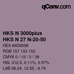 Color code: HKS N 3000plus - HKS N 27 N-20-50 | qconv.com