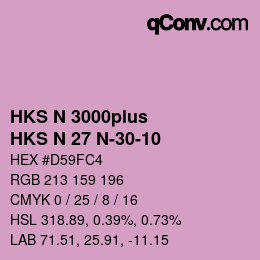 Color code: HKS N 3000plus - HKS N 27 N-30-10 | qconv.com