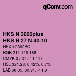 Color code: HKS N 3000plus - HKS N 27 N-40-10 | qconv.com
