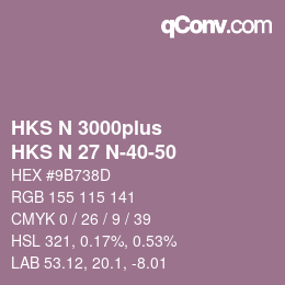 Color code: HKS N 3000plus - HKS N 27 N-40-50 | qconv.com