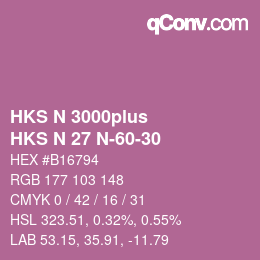 Color code: HKS N 3000plus - HKS N 27 N-60-30 | qconv.com