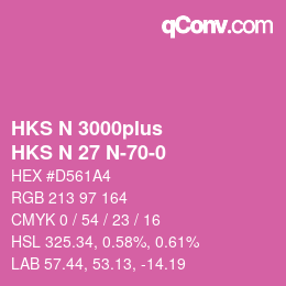 Color code: HKS N 3000plus - HKS N 27 N-70-0 | qconv.com