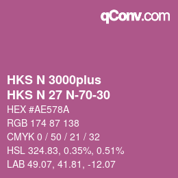 Color code: HKS N 3000plus - HKS N 27 N-70-30 | qconv.com