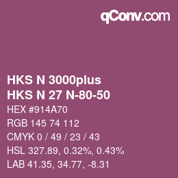 Color code: HKS N 3000plus - HKS N 27 N-80-50 | qconv.com