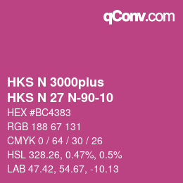 Color code: HKS N 3000plus - HKS N 27 N-90-10 | qconv.com