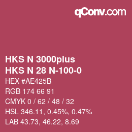 Color code: HKS N 3000plus - HKS N 28 N-100-0 | qconv.com