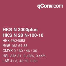 Color code: HKS N 3000plus - HKS N 28 N-100-10 | qconv.com