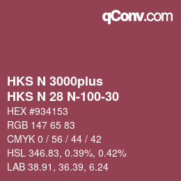 Color code: HKS N 3000plus - HKS N 28 N-100-30 | qconv.com