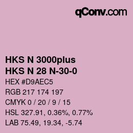 Color code: HKS N 3000plus - HKS N 28 N-30-0 | qconv.com