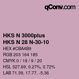Color code: HKS N 3000plus - HKS N 28 N-30-10 | qconv.com