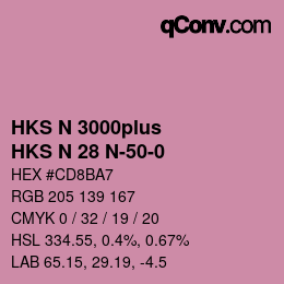 Color code: HKS N 3000plus - HKS N 28 N-50-0 | qconv.com