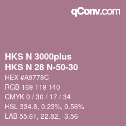 Color code: HKS N 3000plus - HKS N 28 N-50-30 | qconv.com