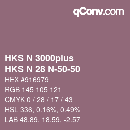 Color code: HKS N 3000plus - HKS N 28 N-50-50 | qconv.com