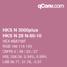 Color code: HKS N 3000plus - HKS N 28 N-60-10 | qconv.com