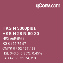 Color code: HKS N 3000plus - HKS N 28 N-80-30 | qconv.com