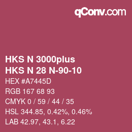 Color code: HKS N 3000plus - HKS N 28 N-90-10 | qconv.com