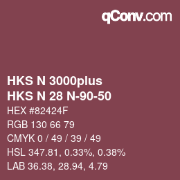 Color code: HKS N 3000plus - HKS N 28 N-90-50 | qconv.com