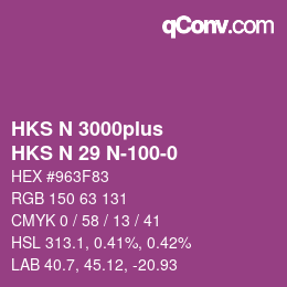 Color code: HKS N 3000plus - HKS N 29 N-100-0 | qconv.com