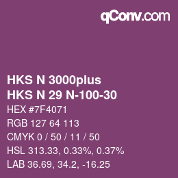 カラーコード: HKS N 3000plus - HKS N 29 N-100-30 | qconv.com