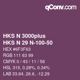 Color code: HKS N 3000plus - HKS N 29 N-100-50 | qconv.com