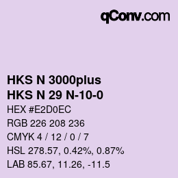 Código de color: HKS N 3000plus - HKS N 29 N-10-0 | qconv.com