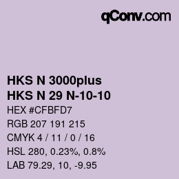 Color code: HKS N 3000plus - HKS N 29 N-10-10 | qconv.com