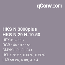 Farbcode: HKS N 3000plus - HKS N 29 N-10-50 | qconv.com