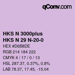 Código de color: HKS N 3000plus - HKS N 29 N-20-0 | qconv.com