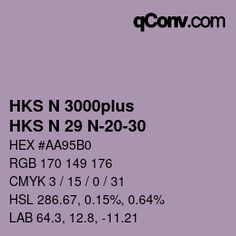 カラーコード: HKS N 3000plus - HKS N 29 N-20-30 | qconv.com