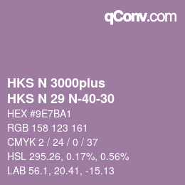 Color code: HKS N 3000plus - HKS N 29 N-40-30 | qconv.com