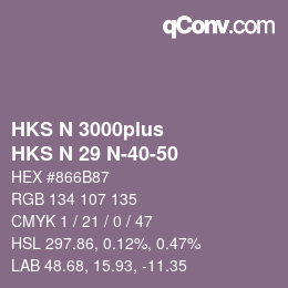 Color code: HKS N 3000plus - HKS N 29 N-40-50 | qconv.com